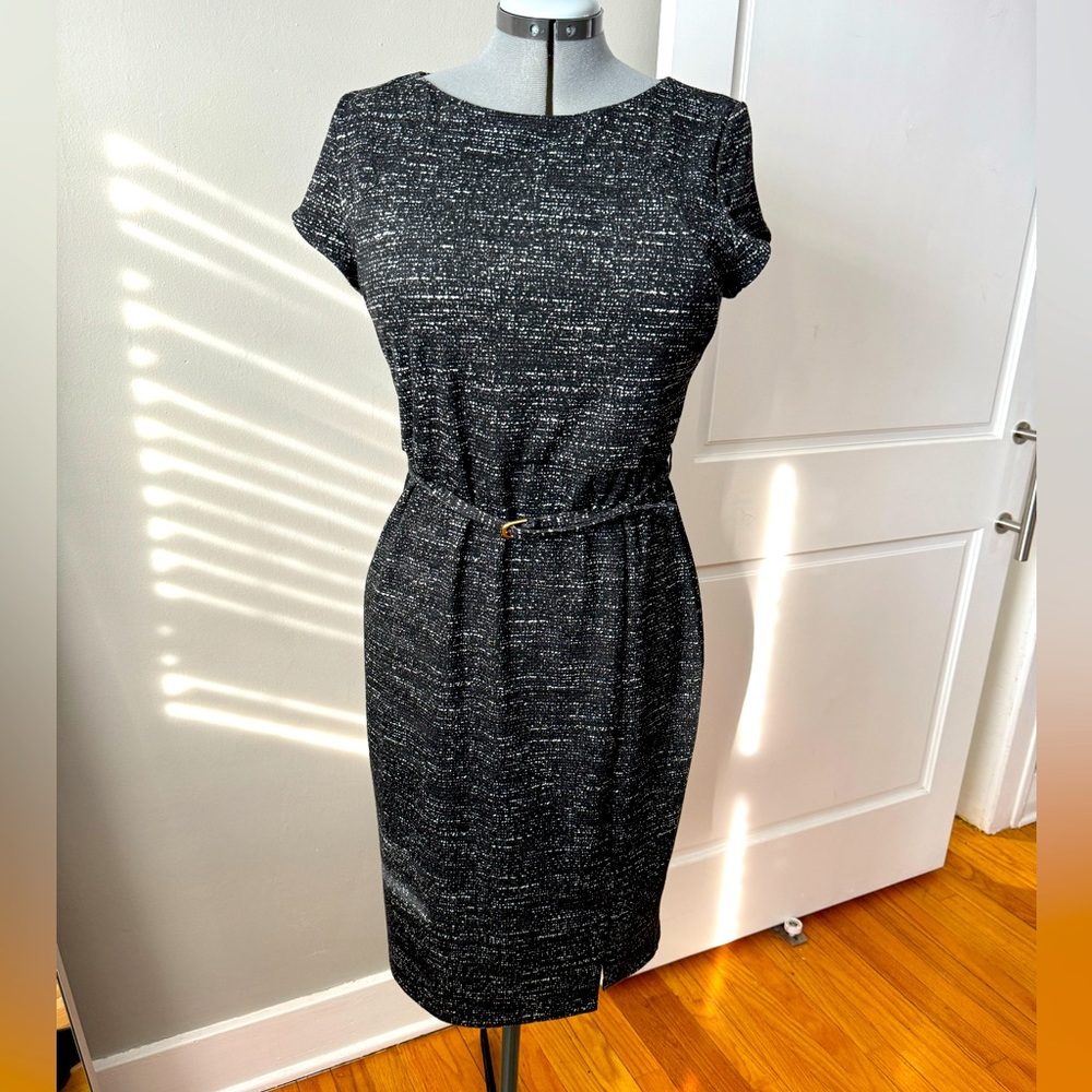 Express black and silver white tweed shift dress